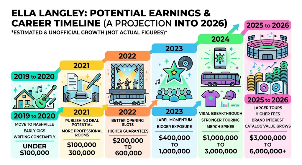 Ella Langley earnings timeline (career growth into 2026)